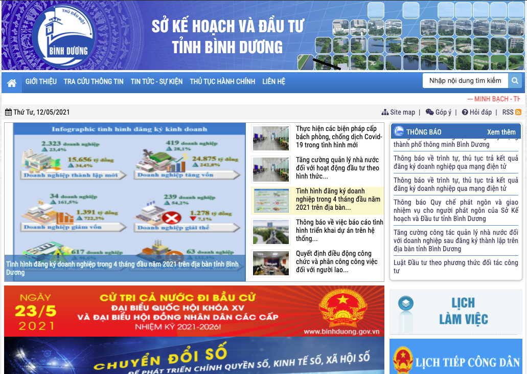 thông tin website, số điện thoại và địa chỉ SỞ KẾ HOẠCH VÀ ĐẦU TƯ TỈNH BÌNH DƯƠNG